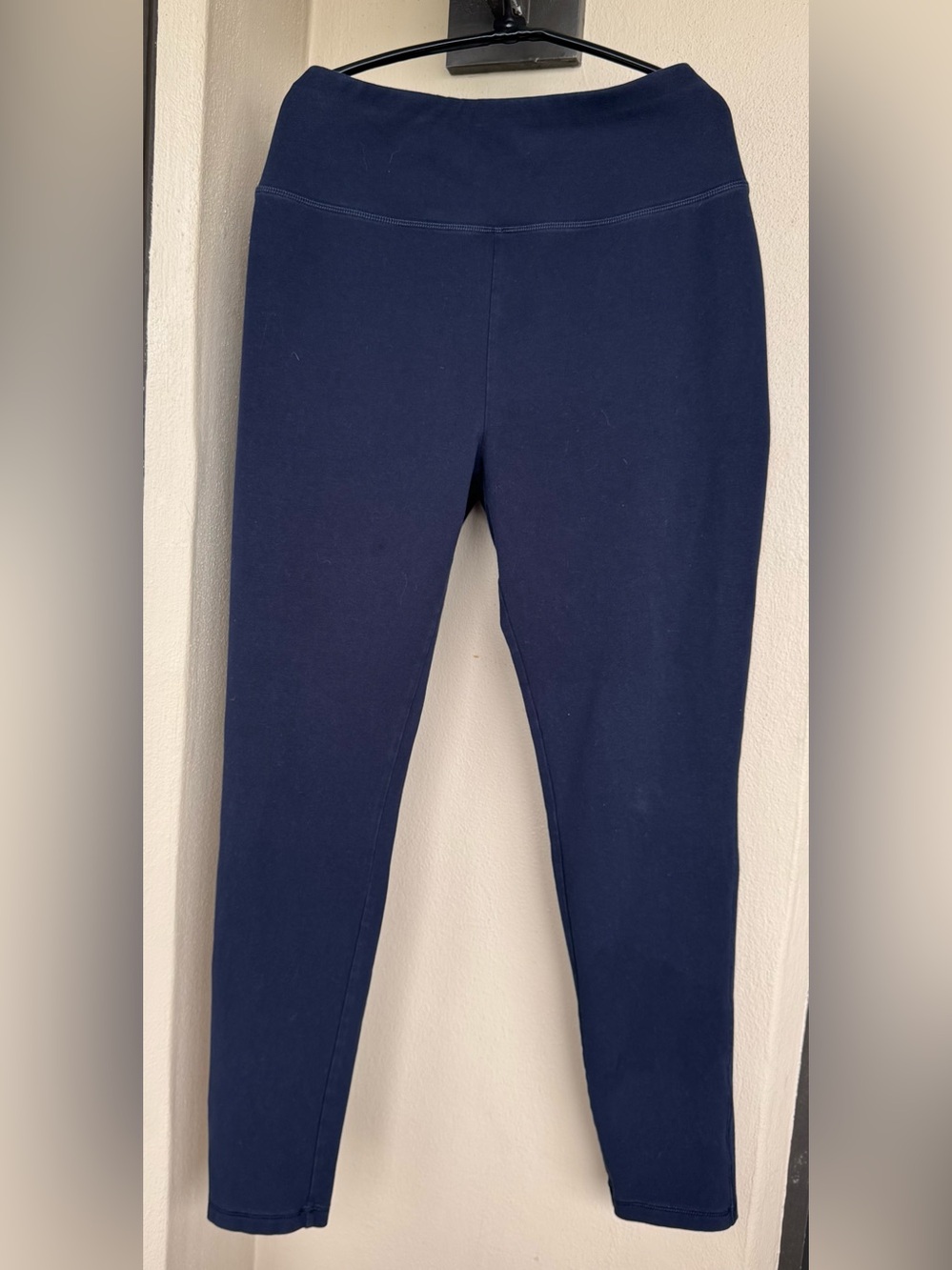 T by Talbots Women's Ankle Leggings Navy Cotton/Spandex Activewear Stretch Large